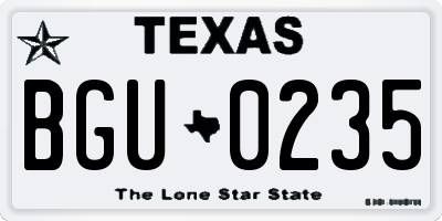 TX license plate BGU0235