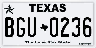 TX license plate BGU0236