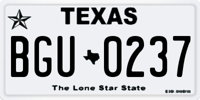 TX license plate BGU0237