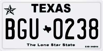 TX license plate BGU0238