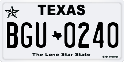 TX license plate BGU0240