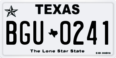 TX license plate BGU0241