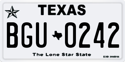 TX license plate BGU0242