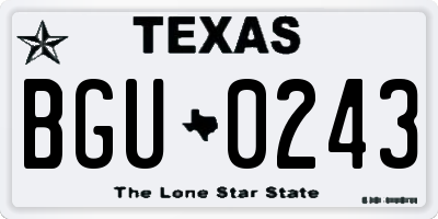 TX license plate BGU0243
