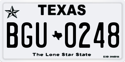 TX license plate BGU0248
