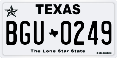 TX license plate BGU0249
