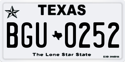 TX license plate BGU0252