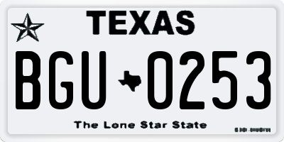 TX license plate BGU0253