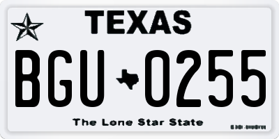 TX license plate BGU0255