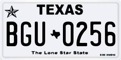 TX license plate BGU0256