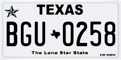 TX license plate BGU0258