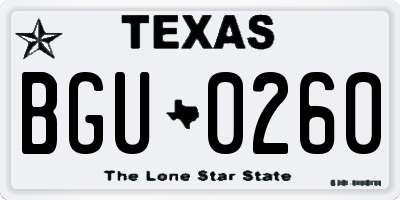 TX license plate BGU0260