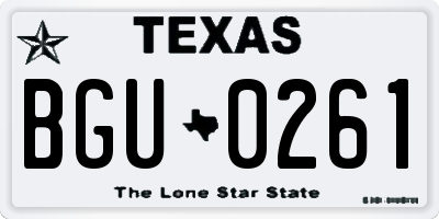 TX license plate BGU0261