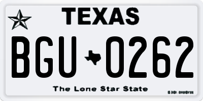 TX license plate BGU0262