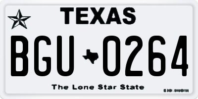 TX license plate BGU0264