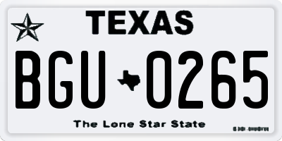 TX license plate BGU0265