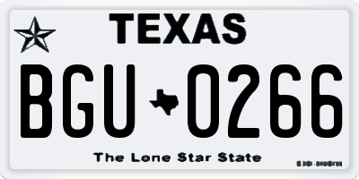 TX license plate BGU0266