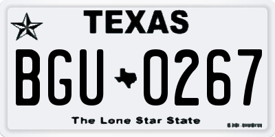 TX license plate BGU0267