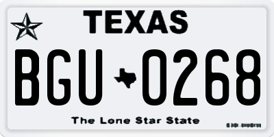 TX license plate BGU0268