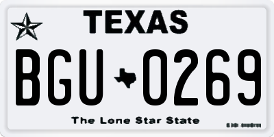 TX license plate BGU0269