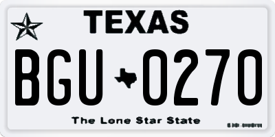 TX license plate BGU0270