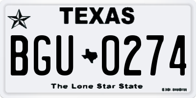 TX license plate BGU0274