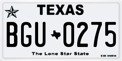 TX license plate BGU0275