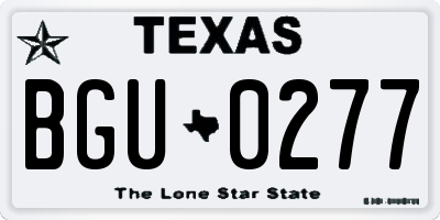 TX license plate BGU0277