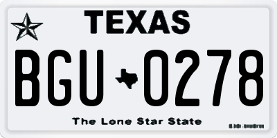 TX license plate BGU0278