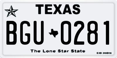 TX license plate BGU0281