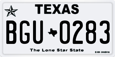 TX license plate BGU0283