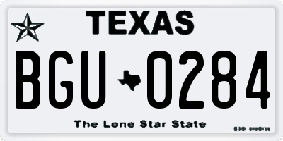 TX license plate BGU0284