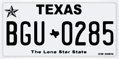 TX license plate BGU0285
