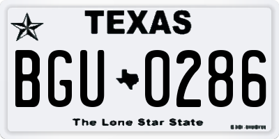TX license plate BGU0286