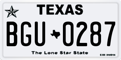 TX license plate BGU0287