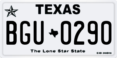 TX license plate BGU0290