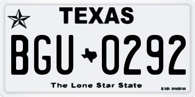TX license plate BGU0292