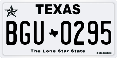 TX license plate BGU0295