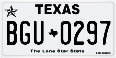 TX license plate BGU0297