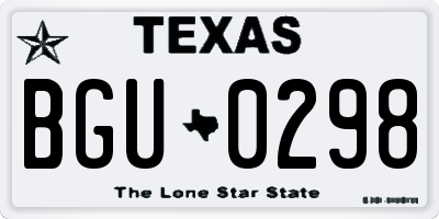 TX license plate BGU0298