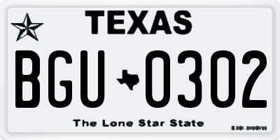 TX license plate BGU0302