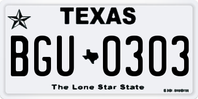 TX license plate BGU0303