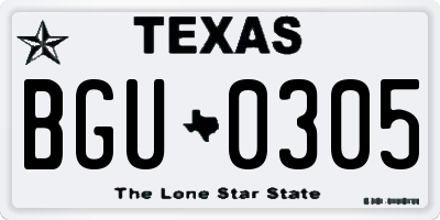 TX license plate BGU0305