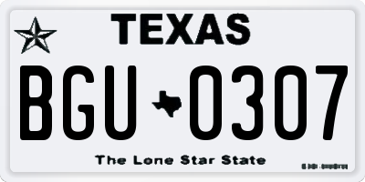 TX license plate BGU0307