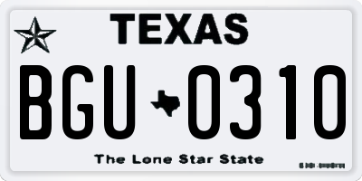 TX license plate BGU0310