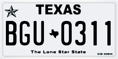 TX license plate BGU0311