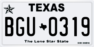 TX license plate BGU0319