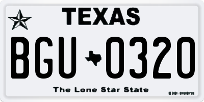 TX license plate BGU0320
