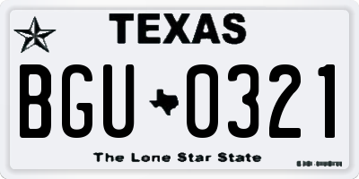 TX license plate BGU0321
