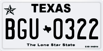 TX license plate BGU0322